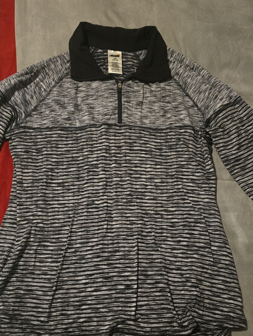 Avia Black and Gray Zip Mock-Collar Sweater